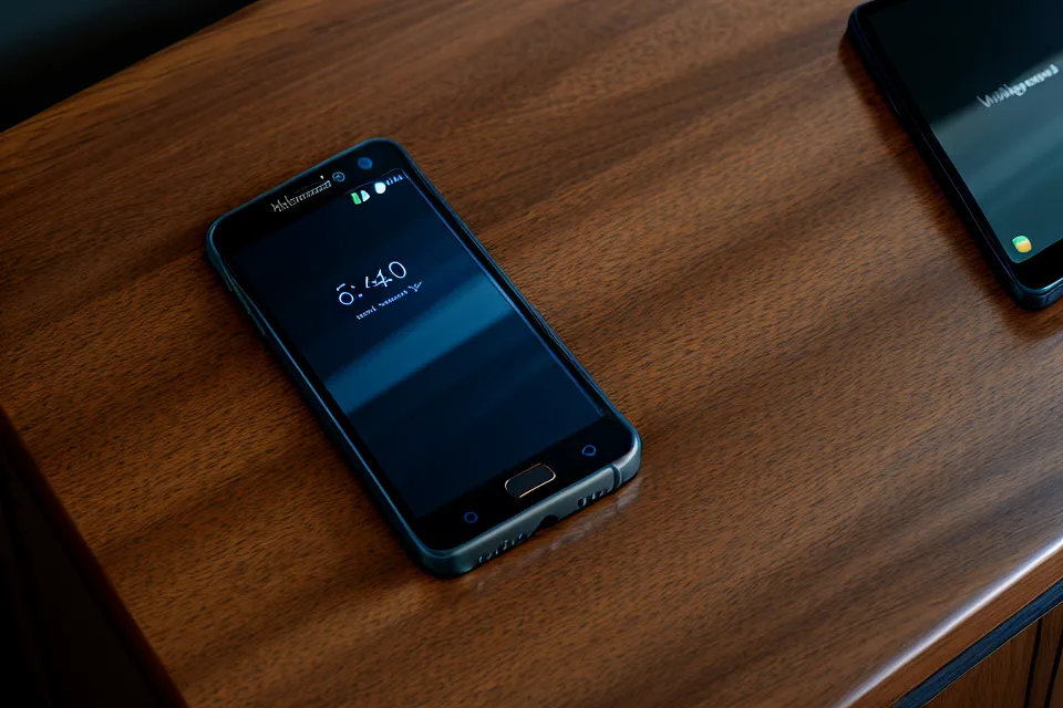 Close-up of work notifications on a smartphone at night causing stress.